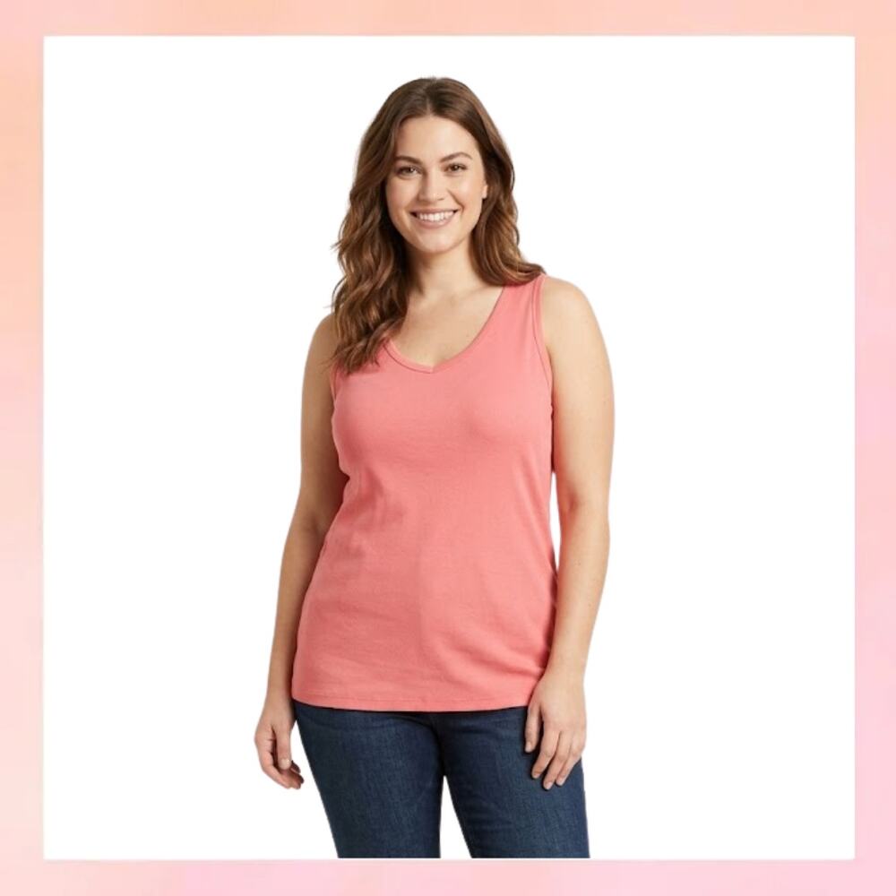 LOGO Layers Lori Goldstein Coral Pink Tank Top Size L